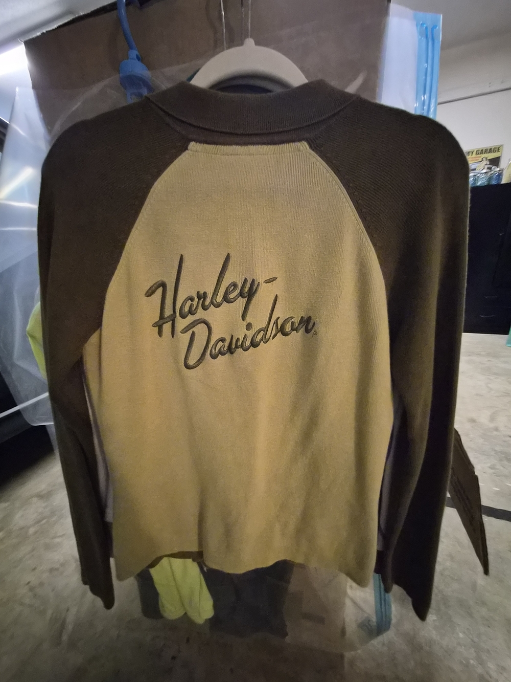 Harley-Davidson Two-Tone Olive and Tan Zip Front Cardigan - Picture 4 of 4